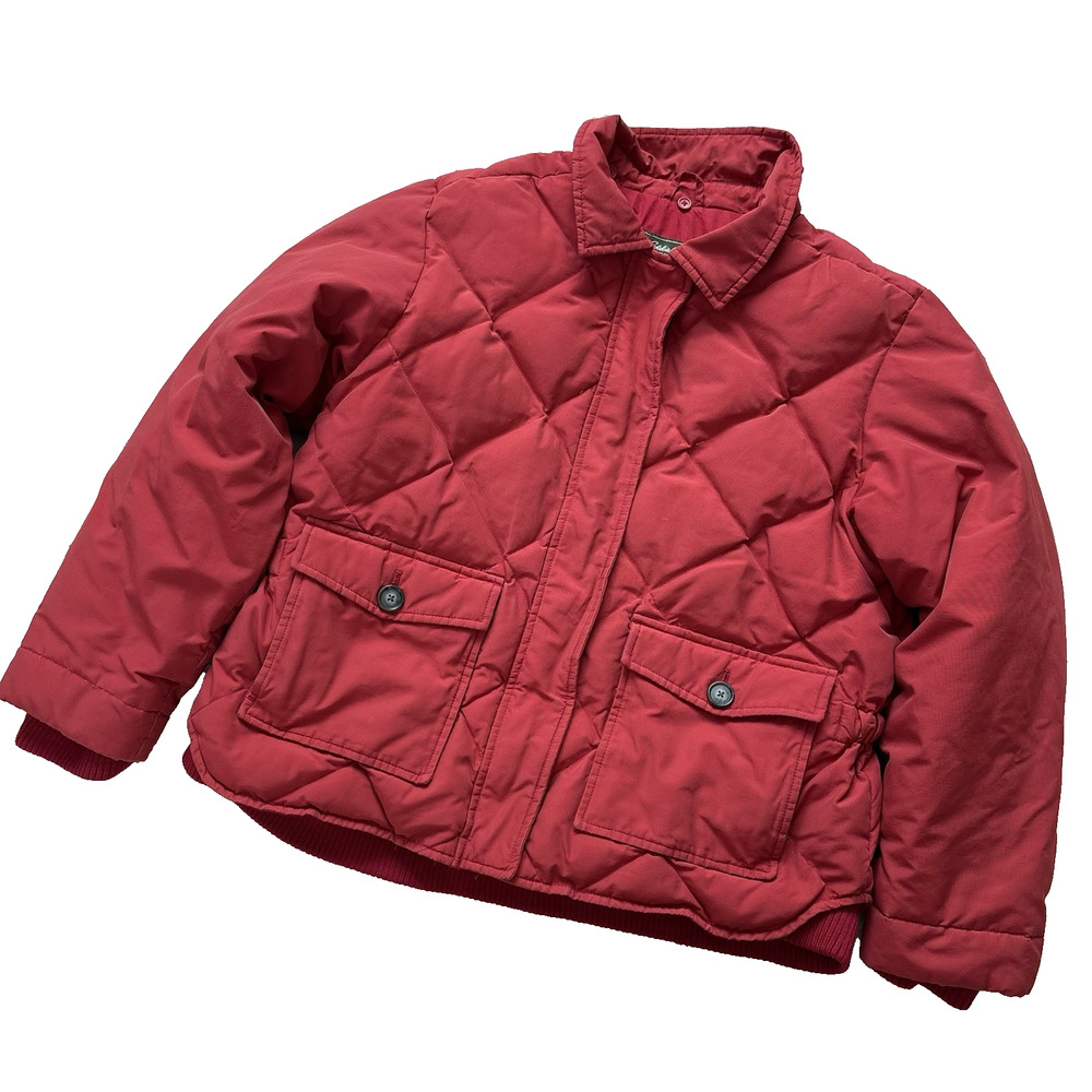 Eddie Bauer Premium Goose Down Jacket Womens XL Red Quilted Coat Outdoor Winter